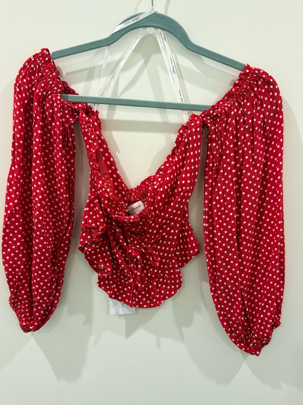 Lovers + Friends Red Polka Dot Off-Shoulder Ruffle Top